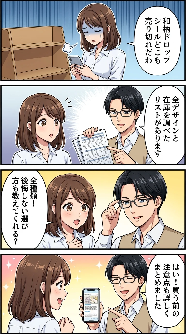 和柄ボンボンドロップシール