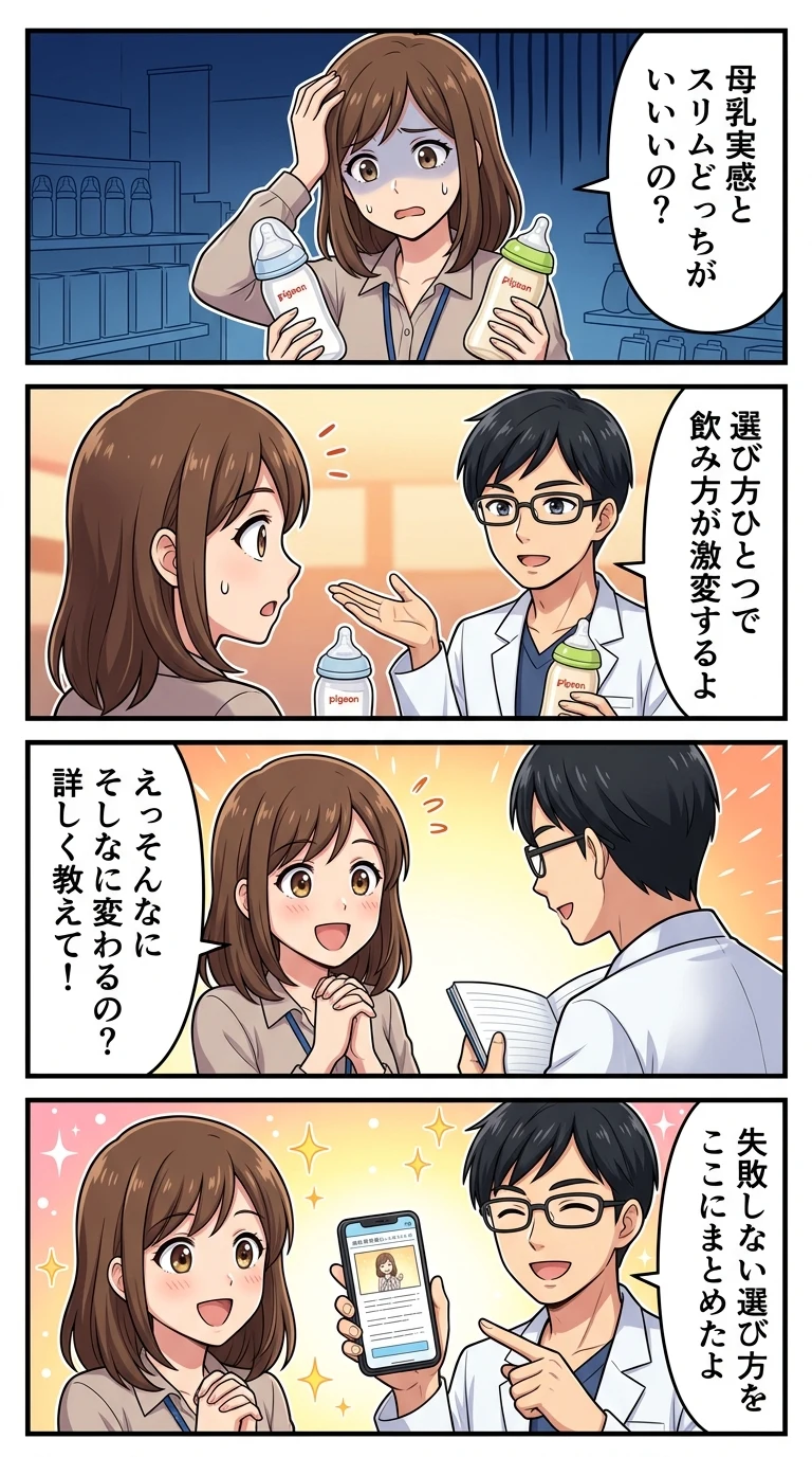 ピジョン スリムタイプ 母乳 実感 違い